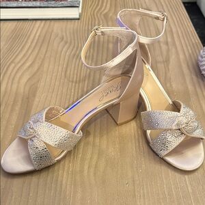 Badgley Mischka Champagne Block Heel Sandals